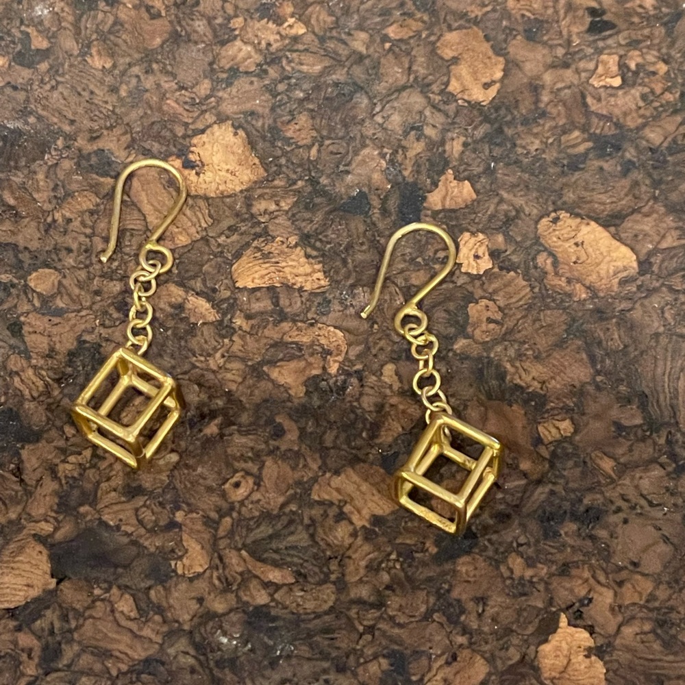 Brass tone geometric earrings